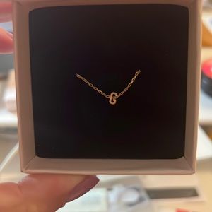 Stone and Strand Gold Initial Bracelet (letter G)